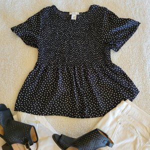 URBAN Romantics Black White Polka Dot Top M